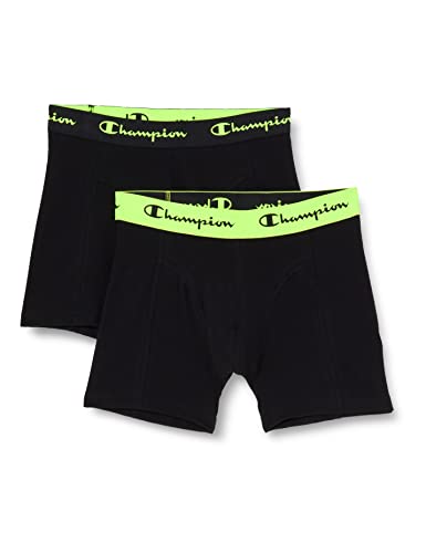 Champion Herren Seasonal Neon Spray X2 Eng anliegende Boxershorts, Mehrfarbig (Schwarz/Gelb), S (2er Pack) von Champion