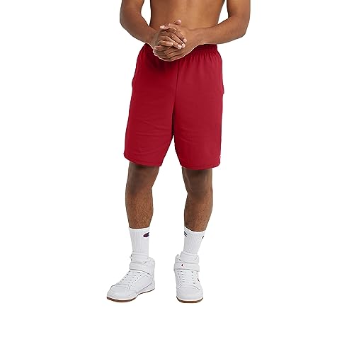 Champion Herren-Shorts, Alltags-Shorts, leichte lange Shorts für Männer (regulär oder groß & groß), Eclipse Red C Patch Logo, Mittel von Champion