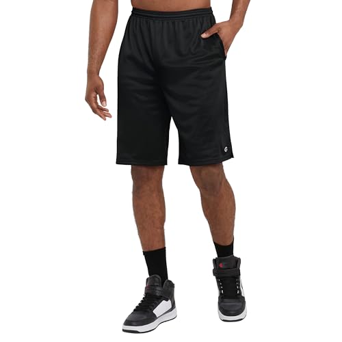 Champion Herren Mesh Gym, Leichte Athletic (Reg groß) Shorts, Schwarzes C-Patch-Logo, Large Hoch von Champion