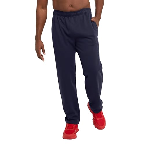 Champion Herren Sweatpants, Powerblend, Fleece, Hose mit offenem Boden (Reg groß) Trainingshose, Marineblau, Large Hoch von Champion