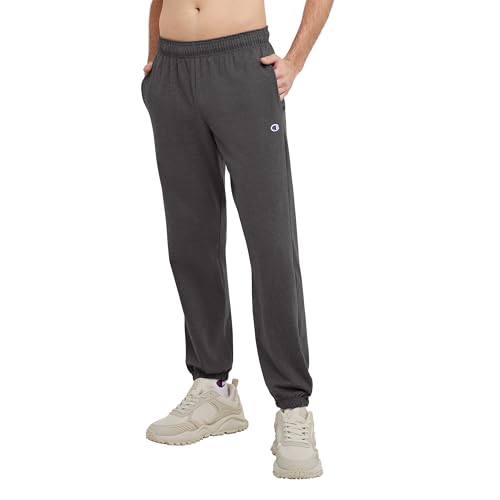 Champion Herren Trainingshose Sweathose aus Jersey mit Geschlossener Unterseite, Granit Heather-407q88, M von Champion