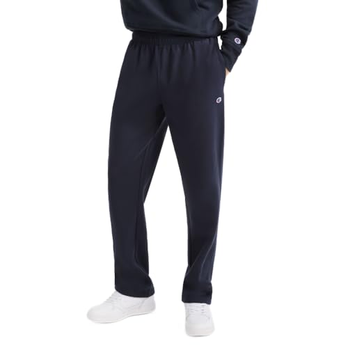 Champion Herren Sweatpants Powerblend Fleece Open Bottom Sweatpants (Reg. oder Big & Tall), Navy C Patch Logo, X-Large Hoch von Champion