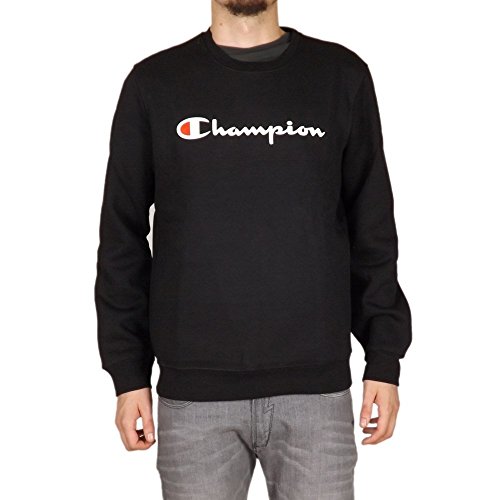 Champion Herren Classic Logo Crewneck Sweatshirt Sweatshirt, Schwarz, S von Champion