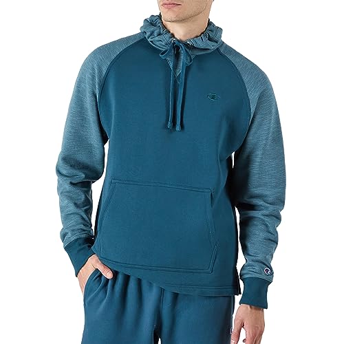 Champion Herren Sweatshirt Powerblend Hoodie Iconic 'C' Logo, C-Logo in Metallic-Blaugrün, L von Champion