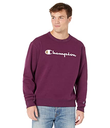 Champion Herren Powerblend Fleece Crew, Script Logo Pullover, Pflaumen-Port-Skript, Large von Champion