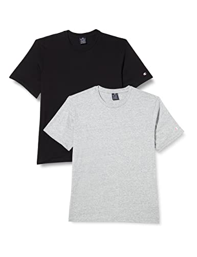 Champion Herren American Classics C-logo 2pack S-s T-Shirt, Grau Melange/Schwarz, S von Champion