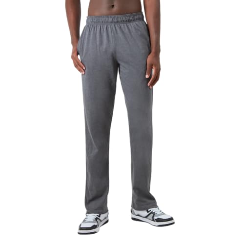 Champion Herrenhose, leichte Loungehose mit offenem Saum, Jersey-Hose (Reg. oder groß und groß), Granite Heather C Patch Logo, Medium von Champion