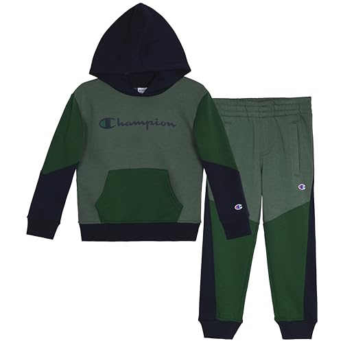 Champion Jungen Jogger Set Fleece Hoodie and Sweatpants Tracksuit Sweatsuit, Dunkelgrün, 3 Jahre von Champion