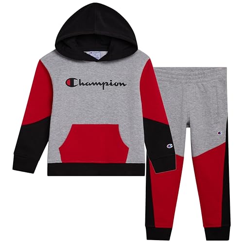 Champion Jungen Jogger Set Fleece Hoodie and Sweatpants Tracksuit Sweatsuit, Grau, 7 von Champion