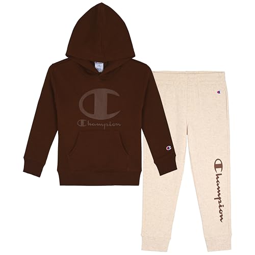 Champion Jungen Jogger Set Fleece Hoodie and Sweatpants Tracksuit Sweatsuit, Haferflocken (Oatmeal), meliert, 3 Jahre von Champion