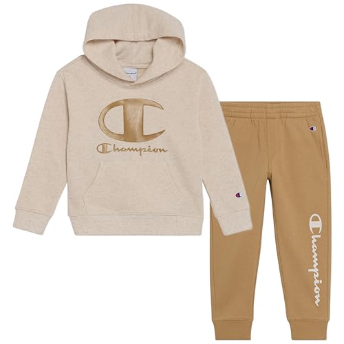 Champion Jungen Jogger Set Fleece Hoodie and Sweatpants Tracksuit Sweatsuit, Khaki, 2 Jahre von Champion