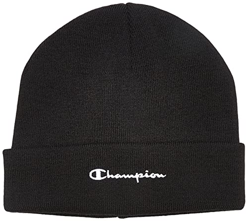 Champion Jungen Junior Knit Script Logo Beanie-Mütze, Schwarz, Einheitsgröße für alle von Champion