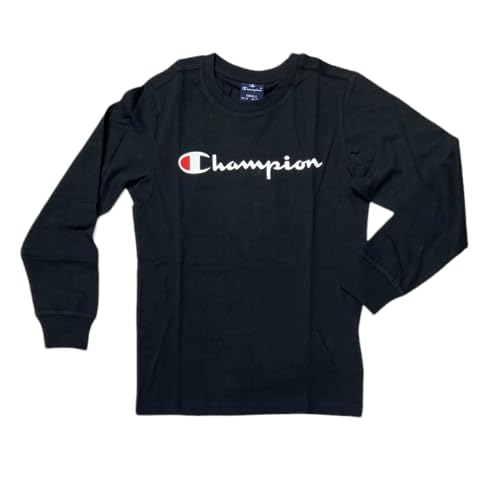 Champion Jungen Legacy American Classics B-L-s Crewneck Logo Langarmshirt, Schwarz, 15-16 Jahre von Champion