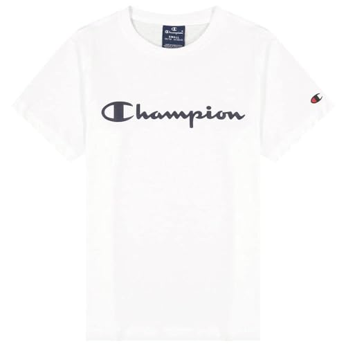 Champion Jungen Legacy American Classics S/S Logo T-Shirt, Weiß, 7-8 Jahre von Champion