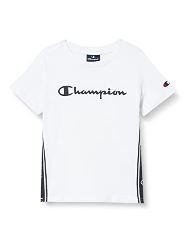 Champion Jungen Legacy American Side Tape S/S T-Shirt, Weiß, 5-6 Jahre von Champion