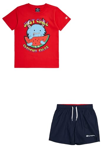Champion Jungen Legacy Back to The Beach B-Graphic Crewneck T-Shirt & Wr Shorts kompletter, Rot/Marineblau, 15-16 Jahre von Champion