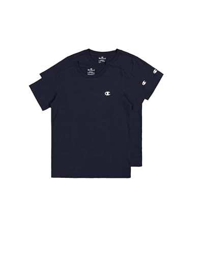 Champion Jungen Legacy Basics B-S-S 2-Pack Crewneck T-Shirt, Marineblau, 11-12 Jahre (2er Pack) von Champion