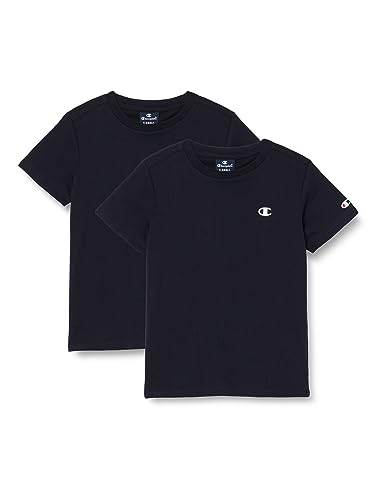 Champion Jungen Legacy Basics B-S-S 2-Pack Crewneck T-Shirt, Marineblau, 9-10 Jahre (2er Pack) von Champion