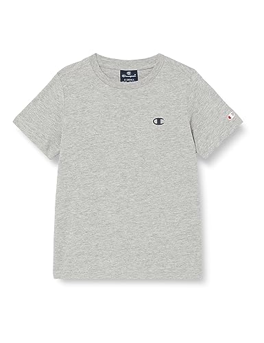 Champion Jungen Legacy Basics B-S-s Crewneck T-Shirt, Hellgrau meliert, 7-8 Jahre von Champion