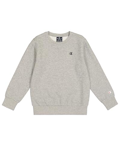 Champion Jungen Legacy Basics B-Ultralight Powerblend Fleece Crewneck Sweatshirt, Helles Heather Grey, 9-10 Jahre von Champion