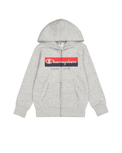 Champion Jungen Legacy Graphic Shop B (306839) -Ultra-Light Soft Compact Powerblend Fleece Full-Zip Hooded Sweatshirt, Grau (EM021), 7-8 Years von Champion