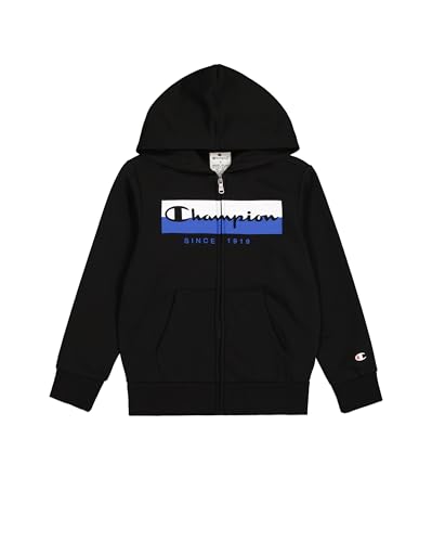 Champion Jungen Legacy Graphic Shop B (306839) - Ultra-Light Soft Compact Powerblend Fleece Full-Zip Hooded Sweatshirt, Nero, von Champion