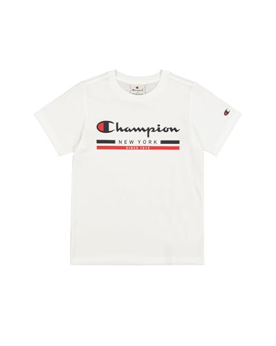 Champion Jungen Legacy Graphic Shop B (306842) -Crewneck Kurzarm Shirt, Weiß (WW001), 5-6 Years von Champion