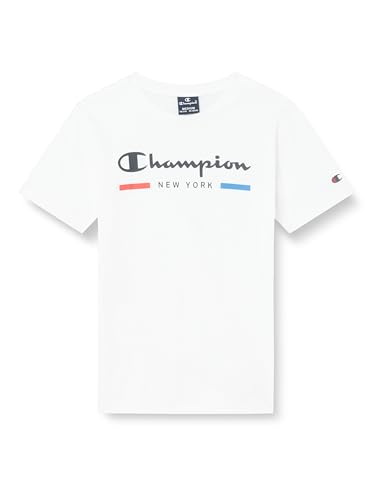 Champion Jungen Legacy Graphic Shop B-New York S/S Crewneck T-Shirt, Weiß, 9-10 Jahre von Champion