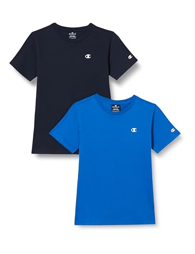 Champion Jungen Legacy Icons B-S/S 2p Crewneck T-Shirt, Dunkelblau/Marineblau, 3-4 Jahre (2er Pack) von Champion