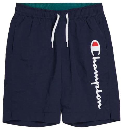 Champion Jungen Legacy Icons Beachshorts B-Crinkle Taslon Contrast Logo Badehose, Marineblau, 11-12 Jahre von Champion