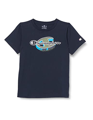 Champion Jungen Legacy Neon Spray-Graphic S/S T-Shirt, Marineblau, 9-10 Jahre von Champion