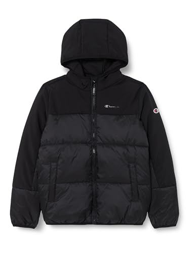 Champion Jungen Legacy Outdoor B Colorblock Hooded Gepolsterte Jacke, Nero, 11-12 Jahre von Champion