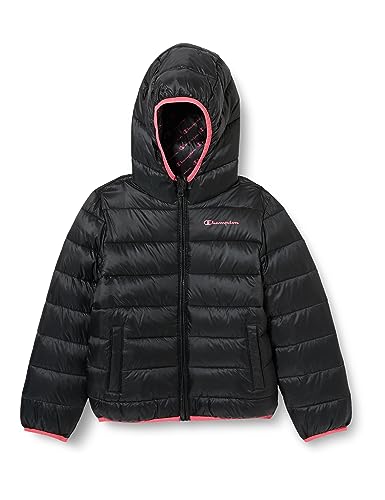 Champion Jungen Legacy Outdoor K-Light Wr Hooded Gepolsterte Jacke, Nero/Rosa, 11-12 Jahre von Champion