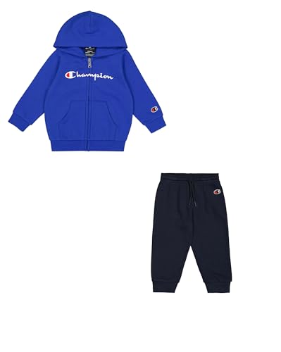 Champion Jungen Legacy Script Shop Td (306898) -Ultra-Light Powerblend Fleece Hooded Anzug, Blau (BS008), 9 Months von Champion