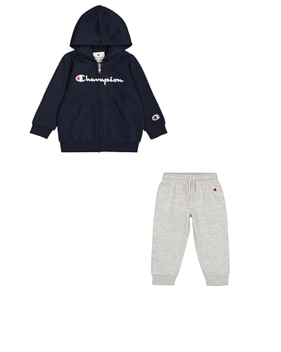 Champion Jungen Legacy Script Shop Td (306898) -Ultra-Light Powerblend Fleece Hooded Anzug, Blau (BS501), 9 Months von Champion