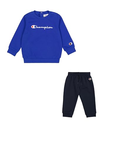 Champion Jungen Legacy Script Shop Td (306899) -Ultra-Light Powerblend Fleece Crewneck Anzug, Blau (BS008), 2 Years von Champion