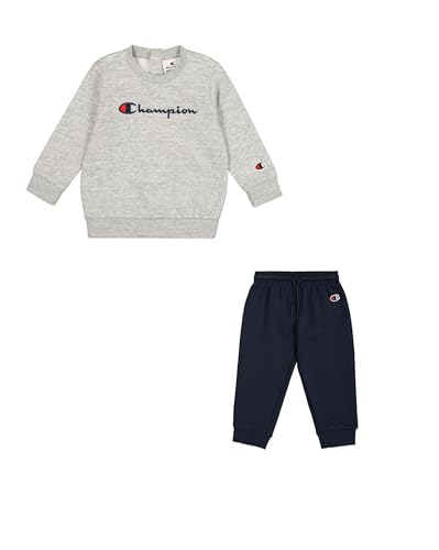 Champion Jungen Legacy Script Shop Td (306899) -Ultra-Light Powerblend Fleece Crewneck Anzug, Grau (EM021), 2 Years von Champion
