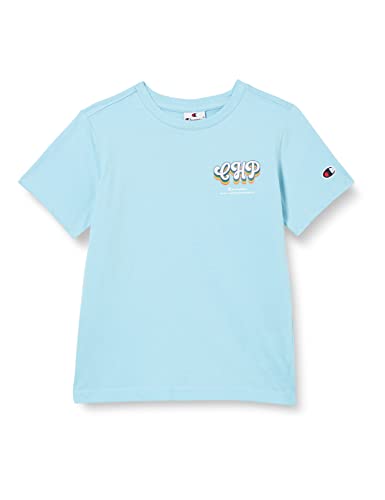 Champion Jungen Rochester 1919 Graphic Gallery Small Script Logo Crewneck S-s T-Shirt, Blau (Hellblau Prb), 7-8 Jahre von Champion