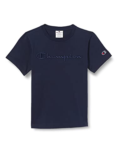 Champion Jungen Rochester 1919 Logo Crewneck S-s T-Shirt, Marineblau (Eco-Future), 7-8 Jahre von Champion