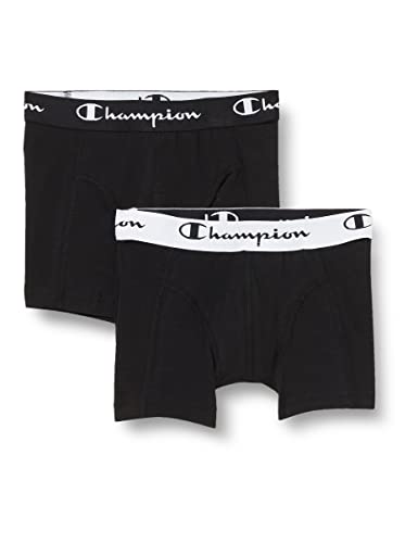 Champion Jungen Seasonal Junior X2 Eng anliegende Boxershorts, Mehrfarbig (schwarz/weiß), 9-10 Jahre (2er Pack) von Champion