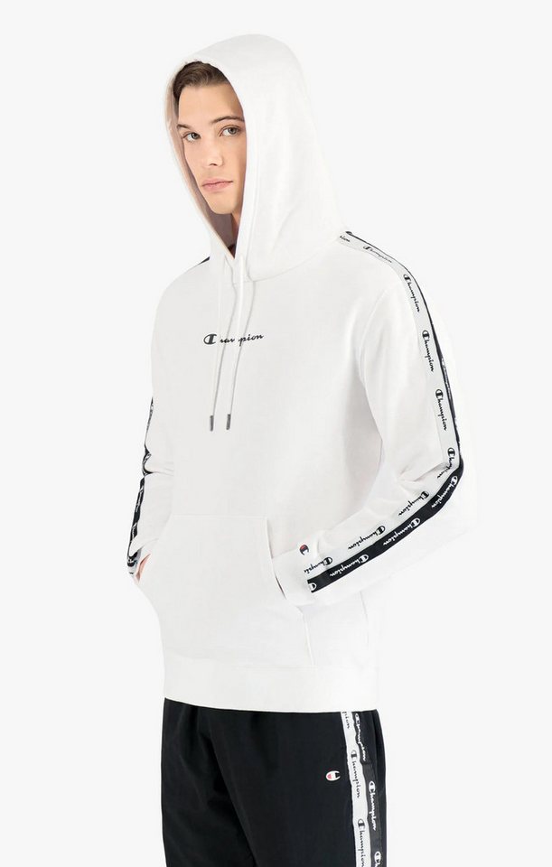 Champion Kapuzenpullover (Hoodie) aus Baumwollfrottee mit doppeltem Logopaspel weiss Herren von Champion