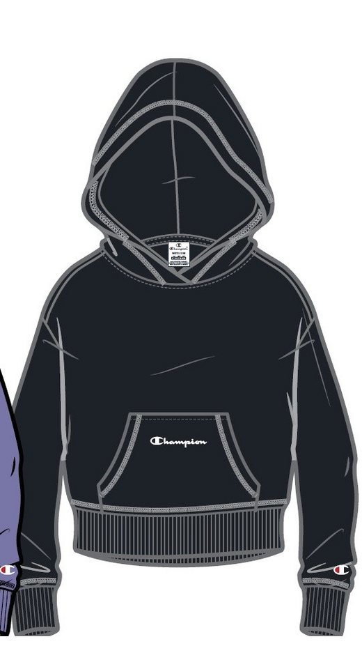 Champion Kapuzenpullover Freizeit (Baumwoll Hoodie) kleiner Schriftzug Print schwarz Mädchen von Champion