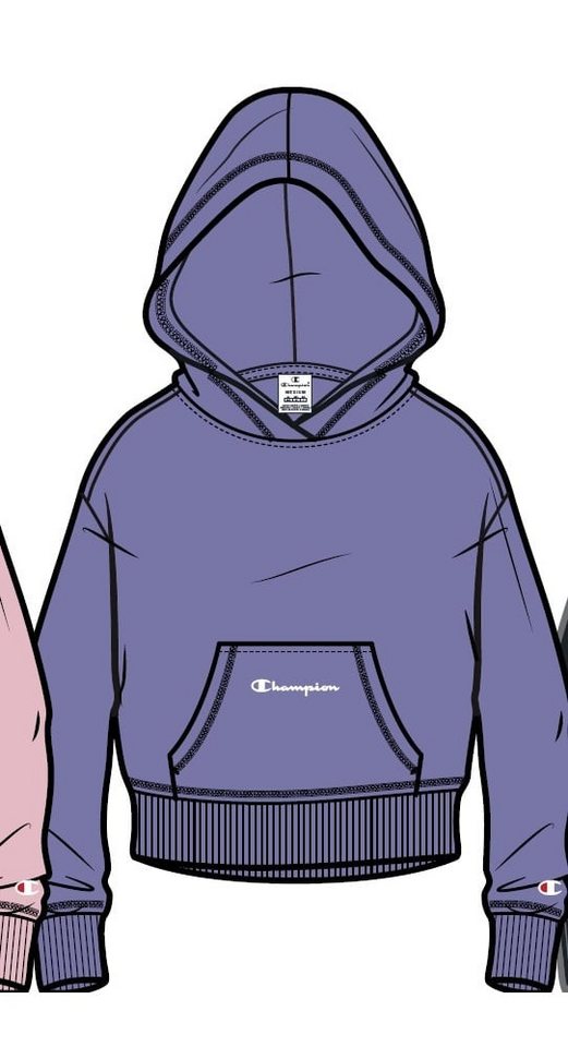 Champion Kapuzenpullover Freizeit (Baumwoll Hoodie) kleiner Schriftzug Print violett Mädchen von Champion