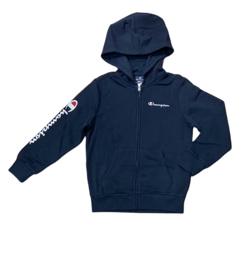 Champion Kinder und Jugendliche Legacy American Classics B-Maxi-Logo Ultralight Powerblend Fleece Full Zip Kapuzenpullover, Blu Marino, 7-8 Jahre von Champion