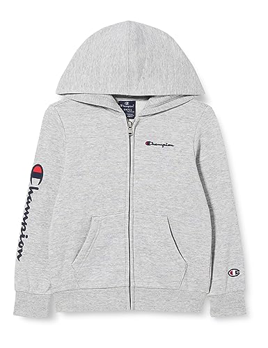 Champion Kinder und Jugendliche Legacy American Classics B-Maxi-Logo Ultralight Powerblend Fleece Full Zip Kapuzenpullover, Grigio Melange, 9-10 Jahre von Champion