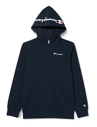 Champion Kinder und Jugendliche Legacy American Classics B-Maxi-Logo Ultralight Powerblend Fleece Half Zip Kapuzenpullover, Blu Marino, 13-14 Jahre von Champion