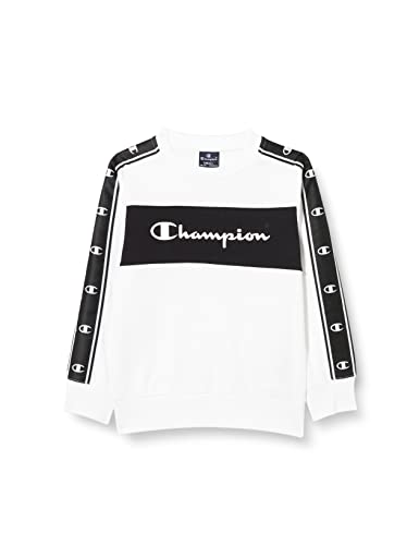 Champion Kinder und Jugendliche Legacy American Tape Powerblend Color Block Crewneck Sweatshirt, Weiß, 9-10 Jahre von Champion