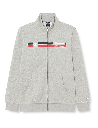 Champion Kinder und Jugendliche Legacy Graphic Shop B Ultralight Powerblend Fleece High-Neck Full Zip Sweatshirt, Grigio Melange Chiaro, 9-10 Jahre von Champion