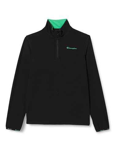 Champion Kinder und Jugendliche Legacy Micro Polar Fleece B-Quick-Dry Micropolar Half Zip Sweatshirt, Nero/Verde Brillante, 7-8 Jahre von Champion