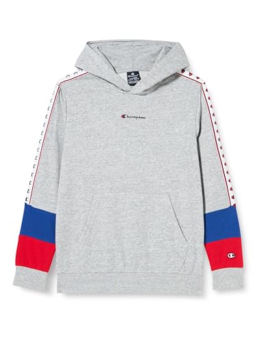 Champion Kinder und Jugendliche Legacy Retro Sport B-Spring Terry Kapuzenpullover, Grau Melange/Elektroblau/Rot, 9-10 Jahre von Champion